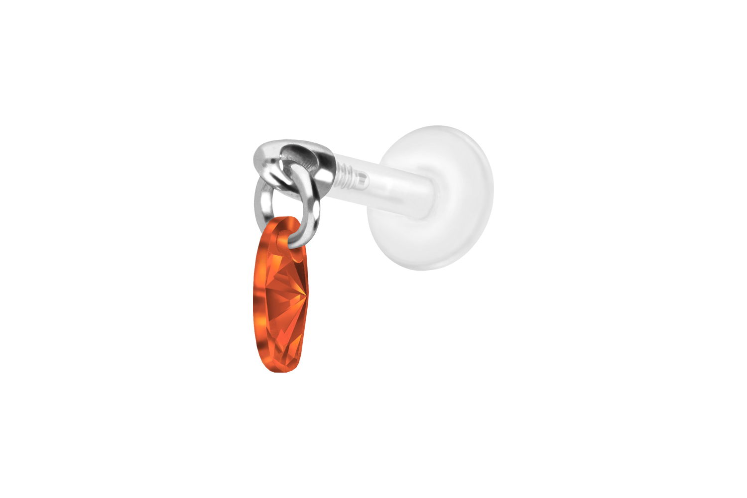 PTFE Labret Piercing mit Innengewinde + Titan-Aufsatz KRISTALLOVAL